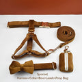 Light Coffee Color Velvet Dog Collar And Leash Set